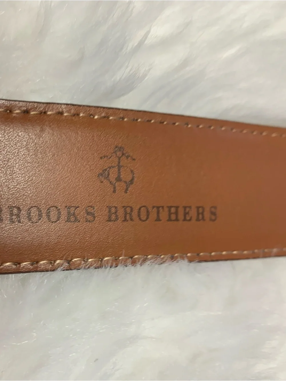 BROOKS BROTHERS men’s 100% leather Brogue details brown belt Size 44 VGUC +